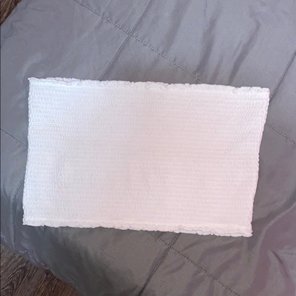 PINK white ribbed tube top